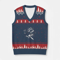 Funny Cat Smoking Cigarette Meme V-Neck Knit Sweater Vest Cat Face Y2K Graphic