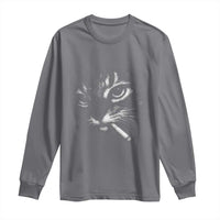 Funny Cat Smoking Cigarette Meme Long Sleeve Shirt Cat Face Y2K Graphic