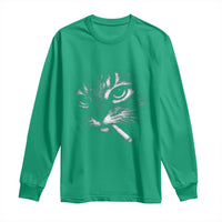 Funny Cat Smoking Cigarette Meme Long Sleeve Shirt Cat Face Y2K Graphic