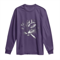 Funny Cat Smoking Cigarette Meme Long Sleeve Shirt Cat Face Y2K Graphic