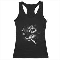 Funny Cat Smoking Cigarette Meme Racerback Tank Top Cat Face Y2K Graphic