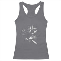 Funny Cat Smoking Cigarette Meme Racerback Tank Top Cat Face Y2K Graphic
