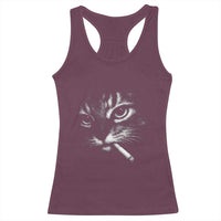 Funny Cat Smoking Cigarette Meme Racerback Tank Top Cat Face Y2K Graphic