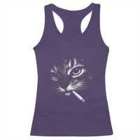 Funny Cat Smoking Cigarette Meme Racerback Tank Top Cat Face Y2K Graphic