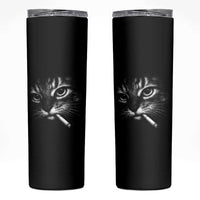 Funny Cat Smoking Cigarette Meme Skinny Tumbler Cat Face Y2K Graphic