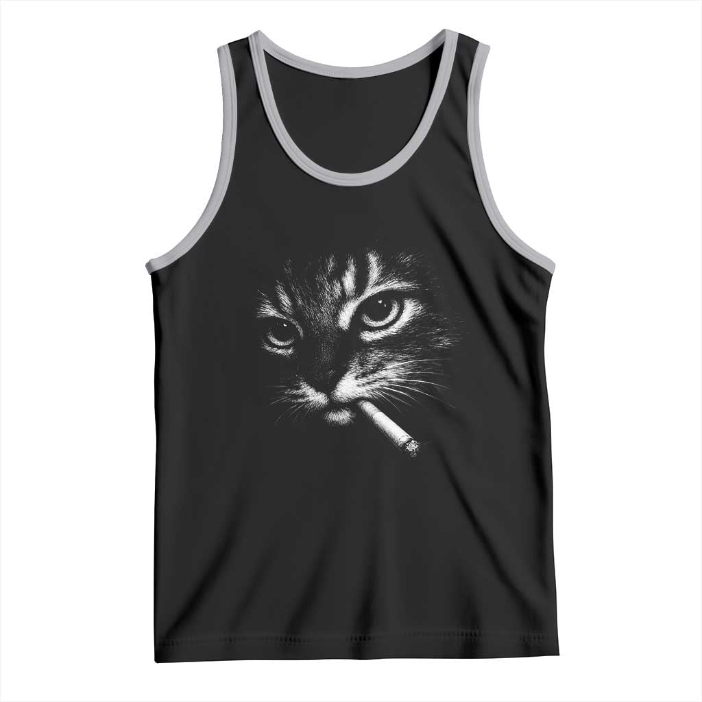 Funny Cat Smoking Cigarette Meme Tank Top Cat Face Y2K Graphic