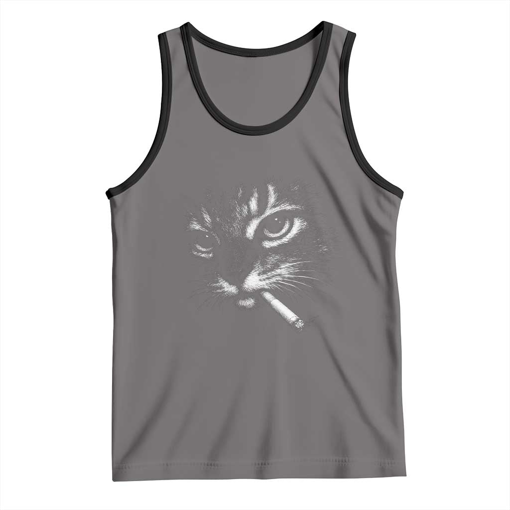 Funny Cat Smoking Cigarette Meme Tank Top Cat Face Y2K Graphic