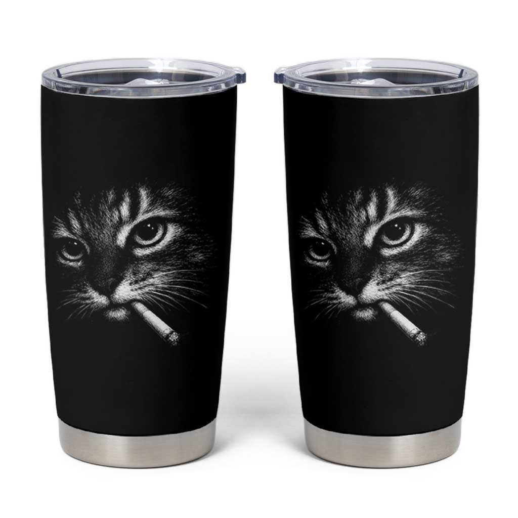 Funny Cat Smoking Cigarette Meme Tumbler Cup Cat Face Y2K Graphic
