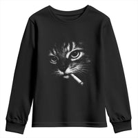Funny Cat Smoking Cigarette Meme Youth Sweatshirt Cat Face Y2K Graphic