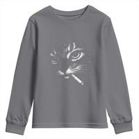 Funny Cat Smoking Cigarette Meme Youth Sweatshirt Cat Face Y2K Graphic