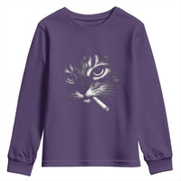 Funny Cat Smoking Cigarette Meme Youth Sweatshirt Cat Face Y2K Graphic