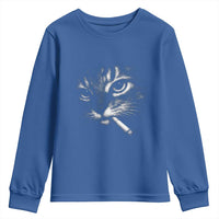 Funny Cat Smoking Cigarette Meme Youth Sweatshirt Cat Face Y2K Graphic