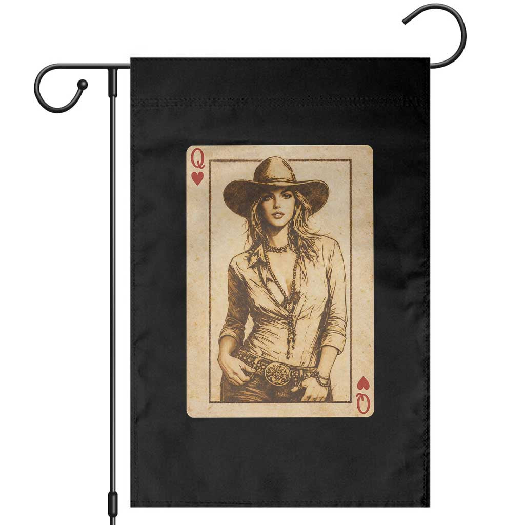 Funny Western Valentine Cowgirl Queen of Hearts Card Garden Flag
