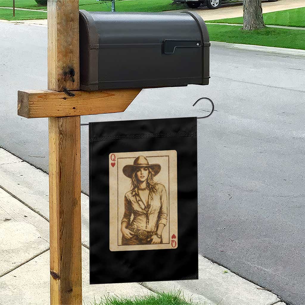 Funny Western Valentine Cowgirl Queen of Hearts Card Garden Flag