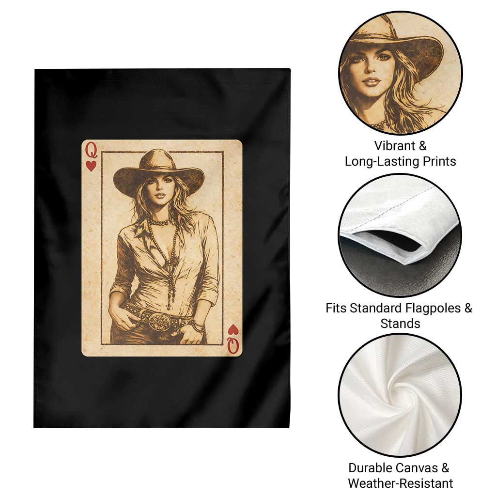 Funny Western Valentine Cowgirl Queen of Hearts Card Garden Flag