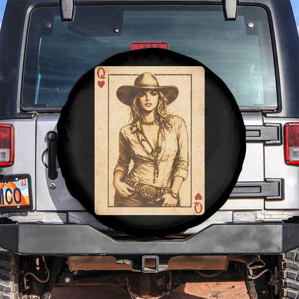 Funny Western Valentine Cowgirl Queen of Hearts Card Spare Tire Cover