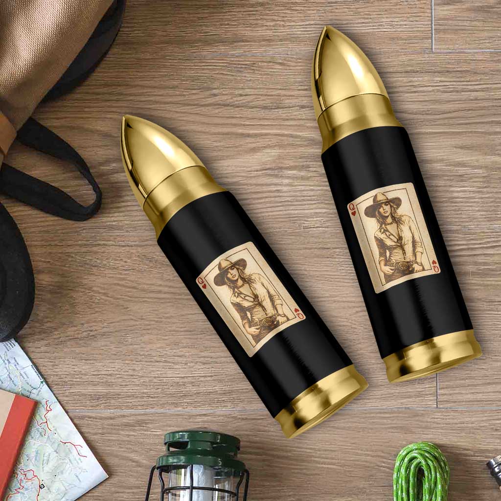 Funny Western Valentine Cowgirl Queen of Hearts Card Bullet Tumbler