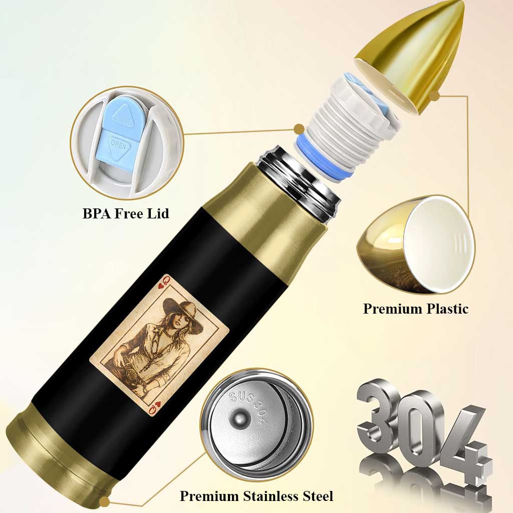 Funny Western Valentine Cowgirl Queen of Hearts Card Bullet Tumbler