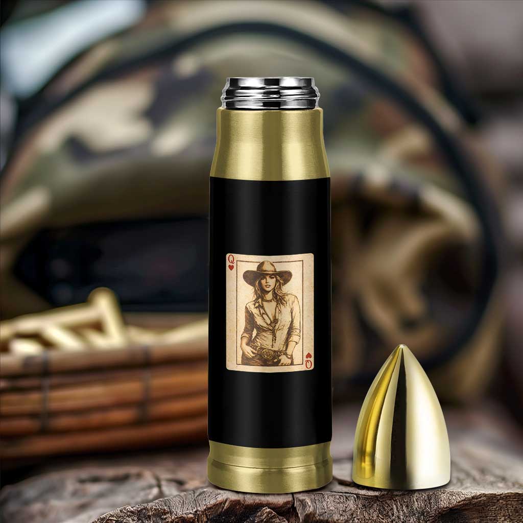 Funny Western Valentine Cowgirl Queen of Hearts Card Bullet Tumbler