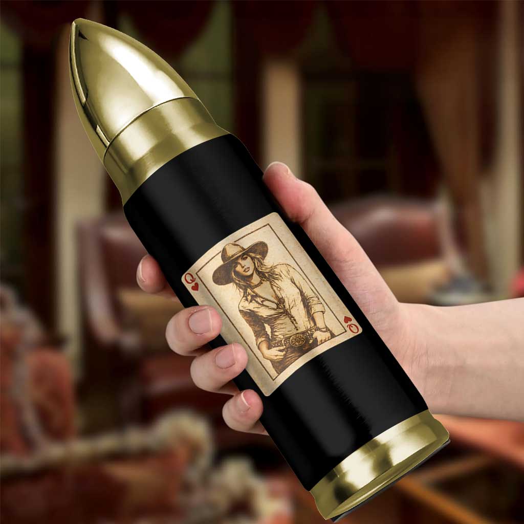 Funny Western Valentine Cowgirl Queen of Hearts Card Bullet Tumbler