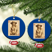 Funny Western Valentine Cowgirl Queen of Hearts Card Ceramic Ornament