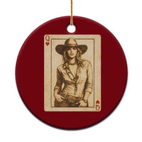 Funny Western Valentine Cowgirl Queen of Hearts Card Ceramic Ornament