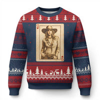 Funny Western Valentine Cowgirl Queen of Hearts Card Ugly Christmas Sweater