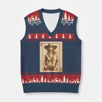 Funny Western Valentine Cowgirl Queen of Hearts Card V-Neck Knit Sweater Vest