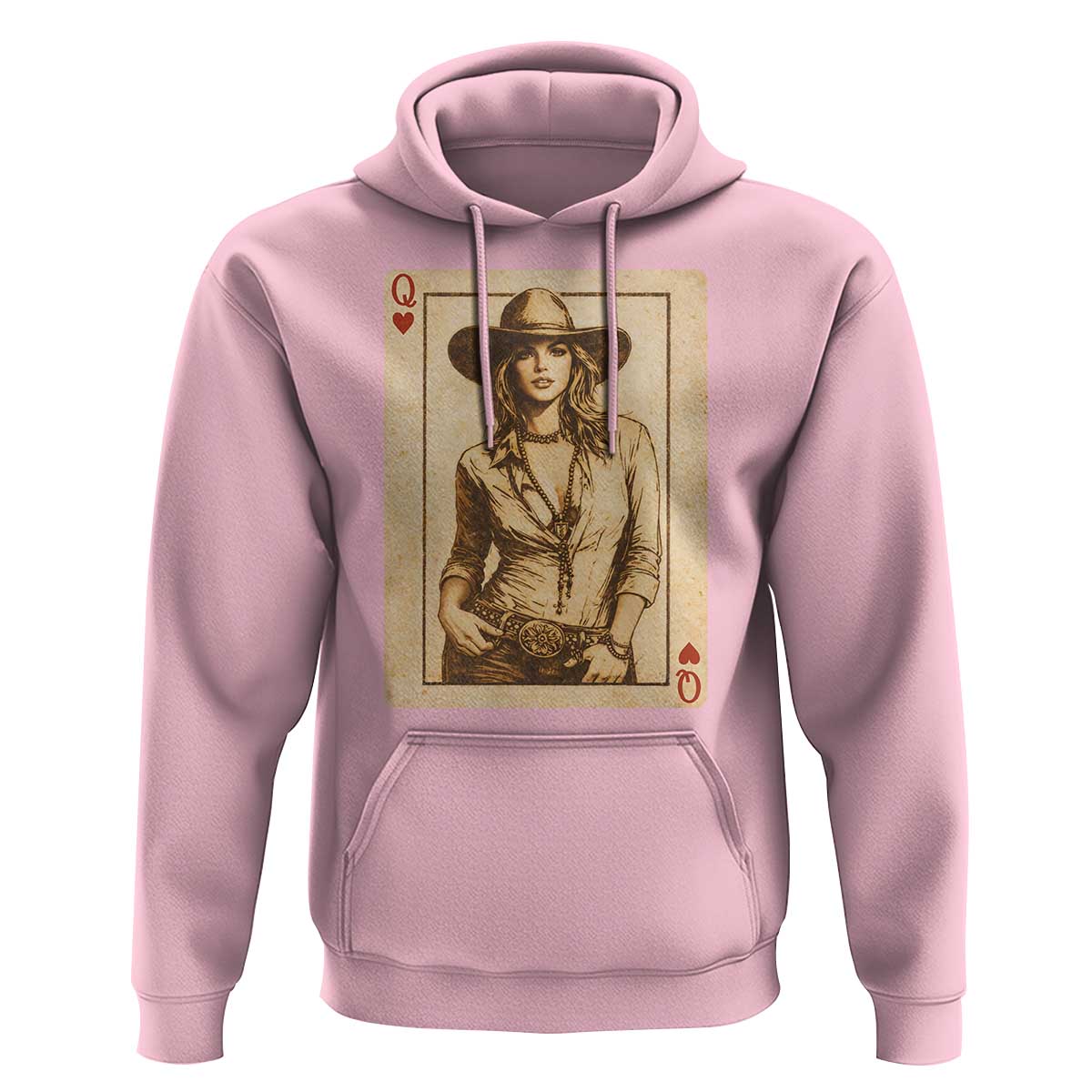 Funny Western Valentine Cowgirl Queen of Hearts Card Hoodie
