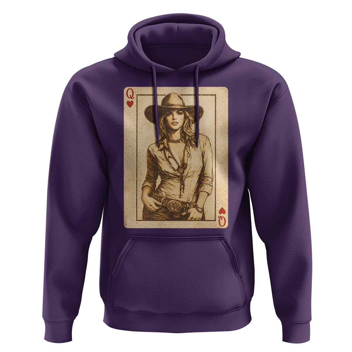 Funny Western Valentine Cowgirl Queen of Hearts Card Hoodie