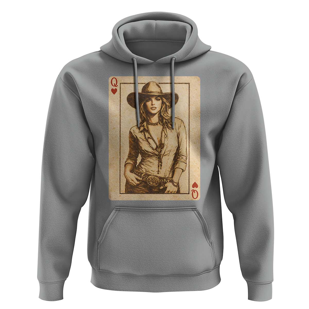 Funny Western Valentine Cowgirl Queen of Hearts Card Hoodie