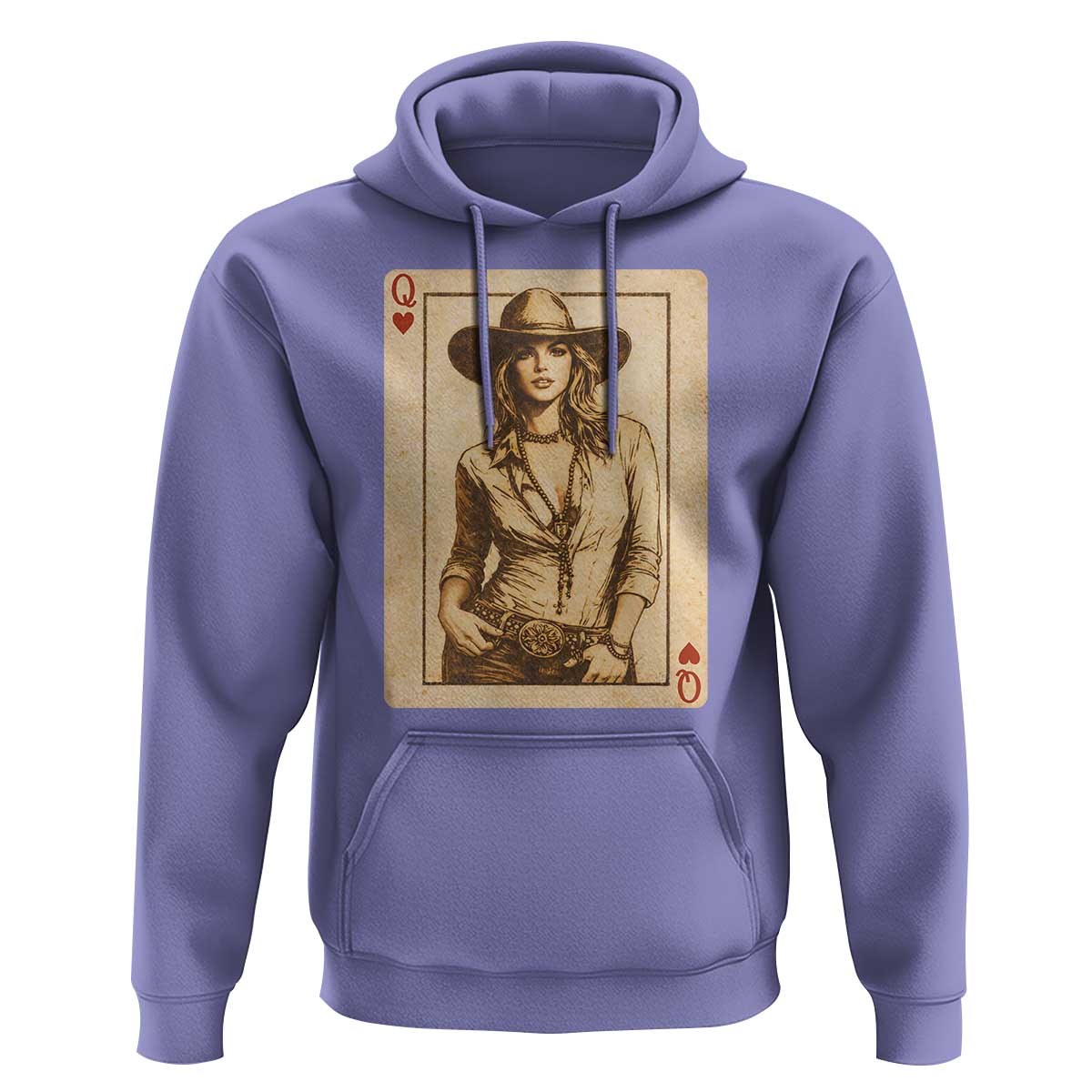 Funny Western Valentine Cowgirl Queen of Hearts Card Hoodie