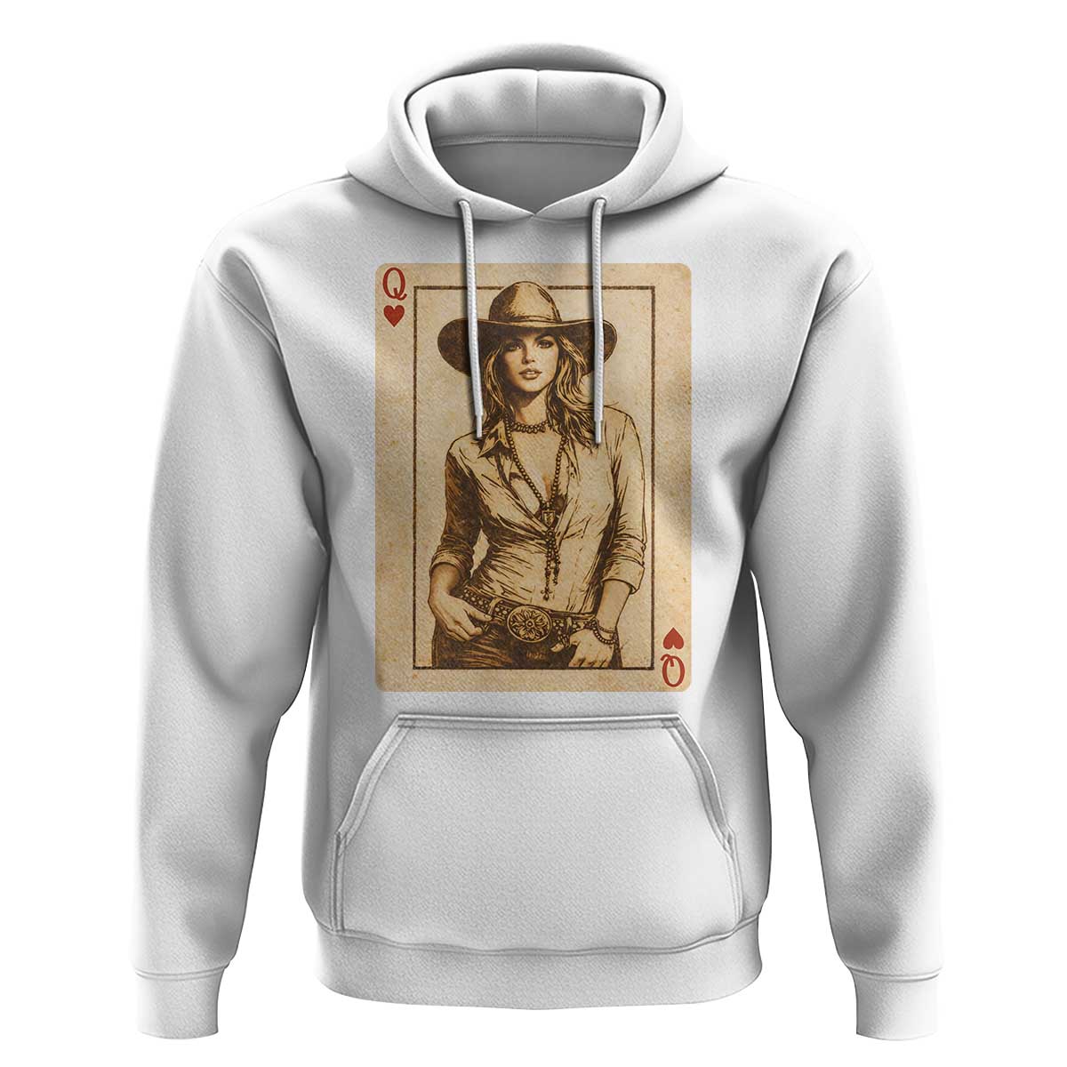 Funny Western Valentine Cowgirl Queen of Hearts Card Hoodie