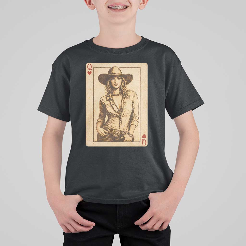 Funny Western Valentine Cowgirl Queen of Hearts Card T Shirt For Kid
