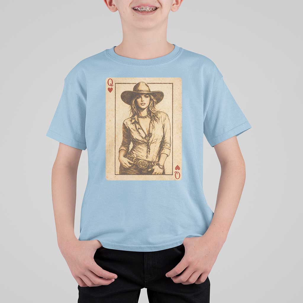 Funny Western Valentine Cowgirl Queen of Hearts Card T Shirt For Kid