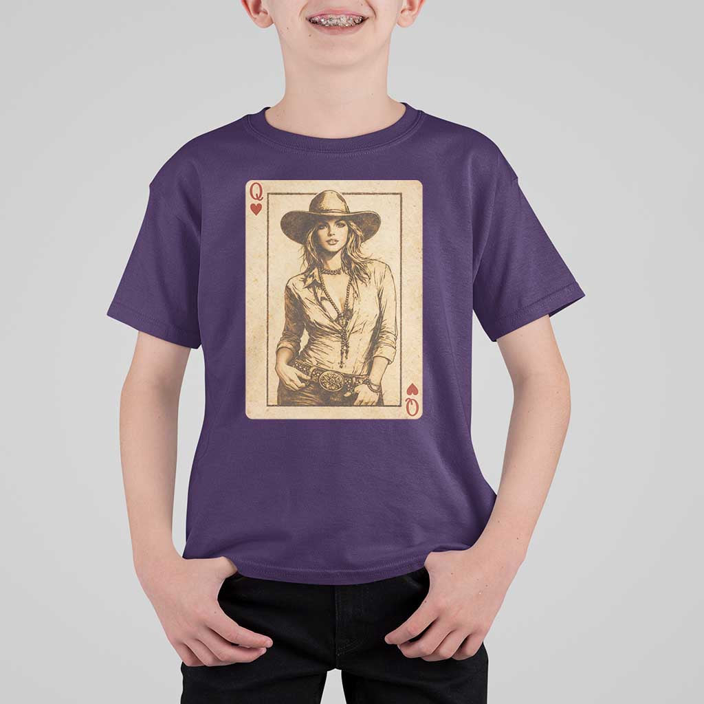 Funny Western Valentine Cowgirl Queen of Hearts Card T Shirt For Kid
