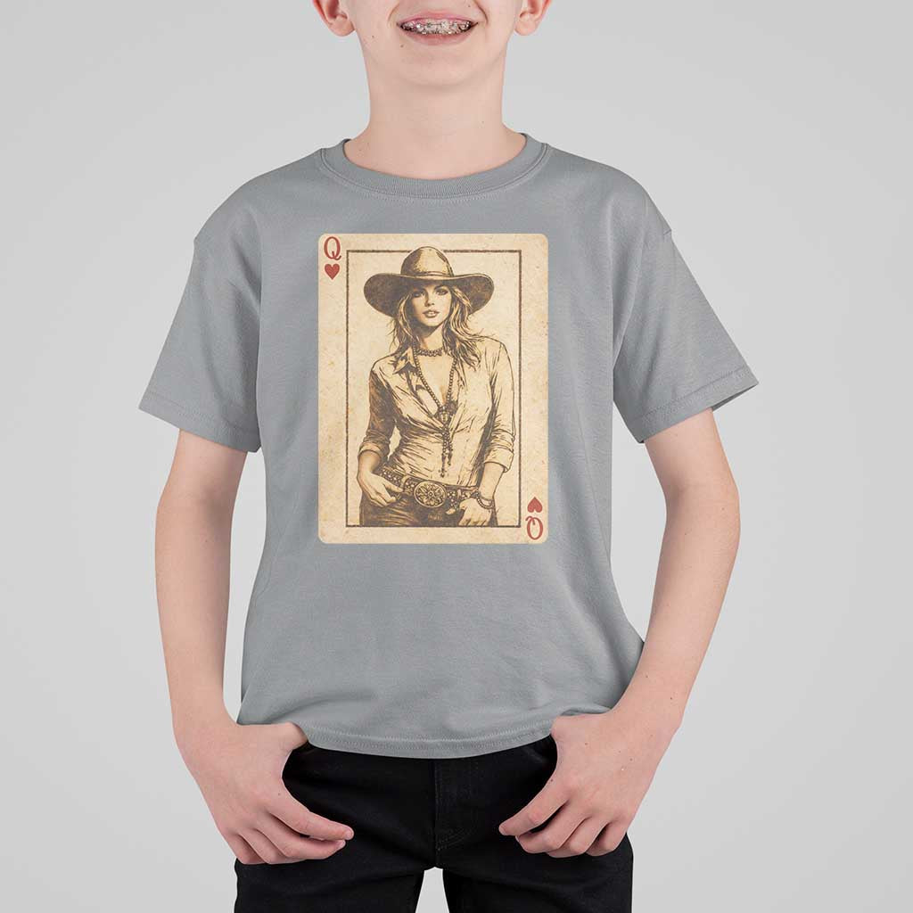 Funny Western Valentine Cowgirl Queen of Hearts Card T Shirt For Kid