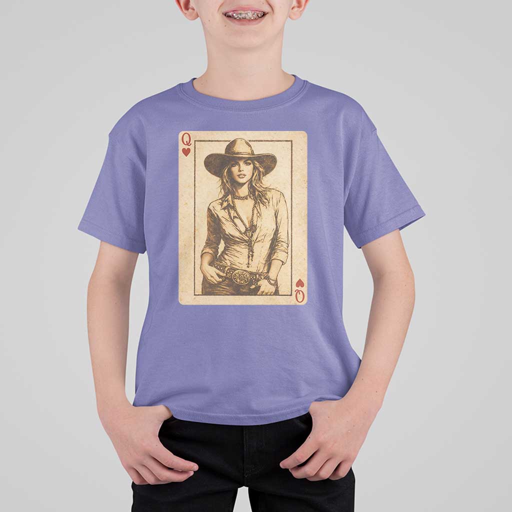 Funny Western Valentine Cowgirl Queen of Hearts Card T Shirt For Kid