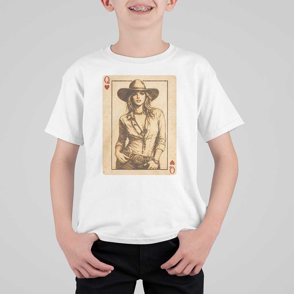 Funny Western Valentine Cowgirl Queen of Hearts Card T Shirt For Kid