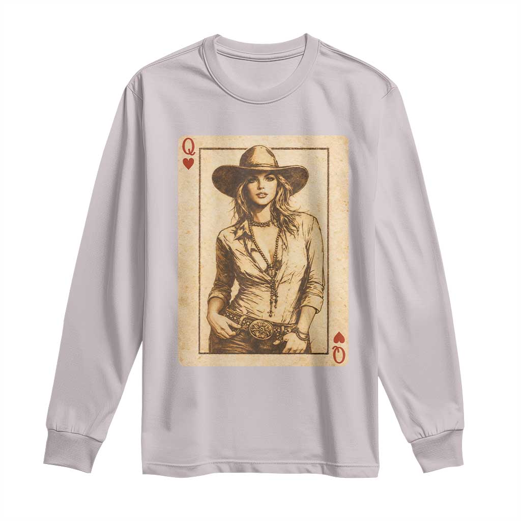 Funny Western Valentine Cowgirl Queen of Hearts Card Long Sleeve Shirt