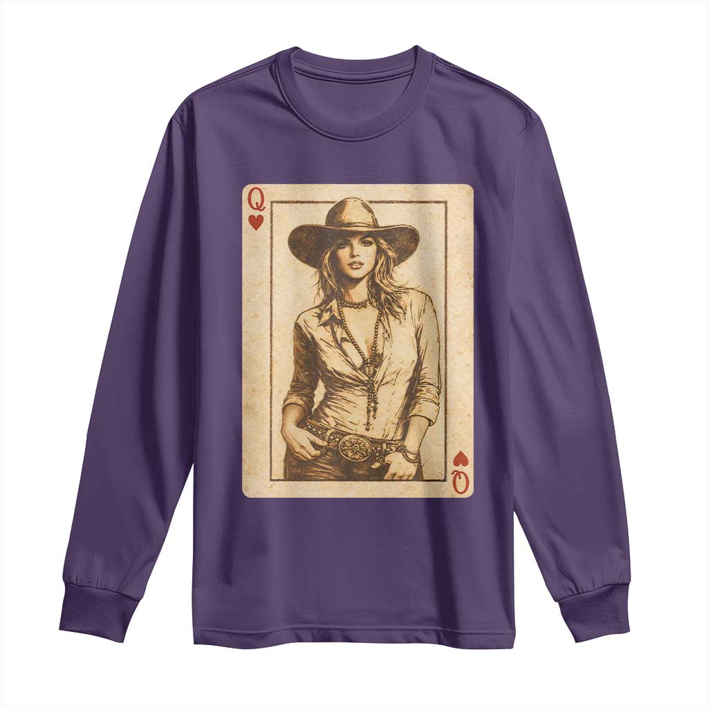 Funny Western Valentine Cowgirl Queen of Hearts Card Long Sleeve Shirt