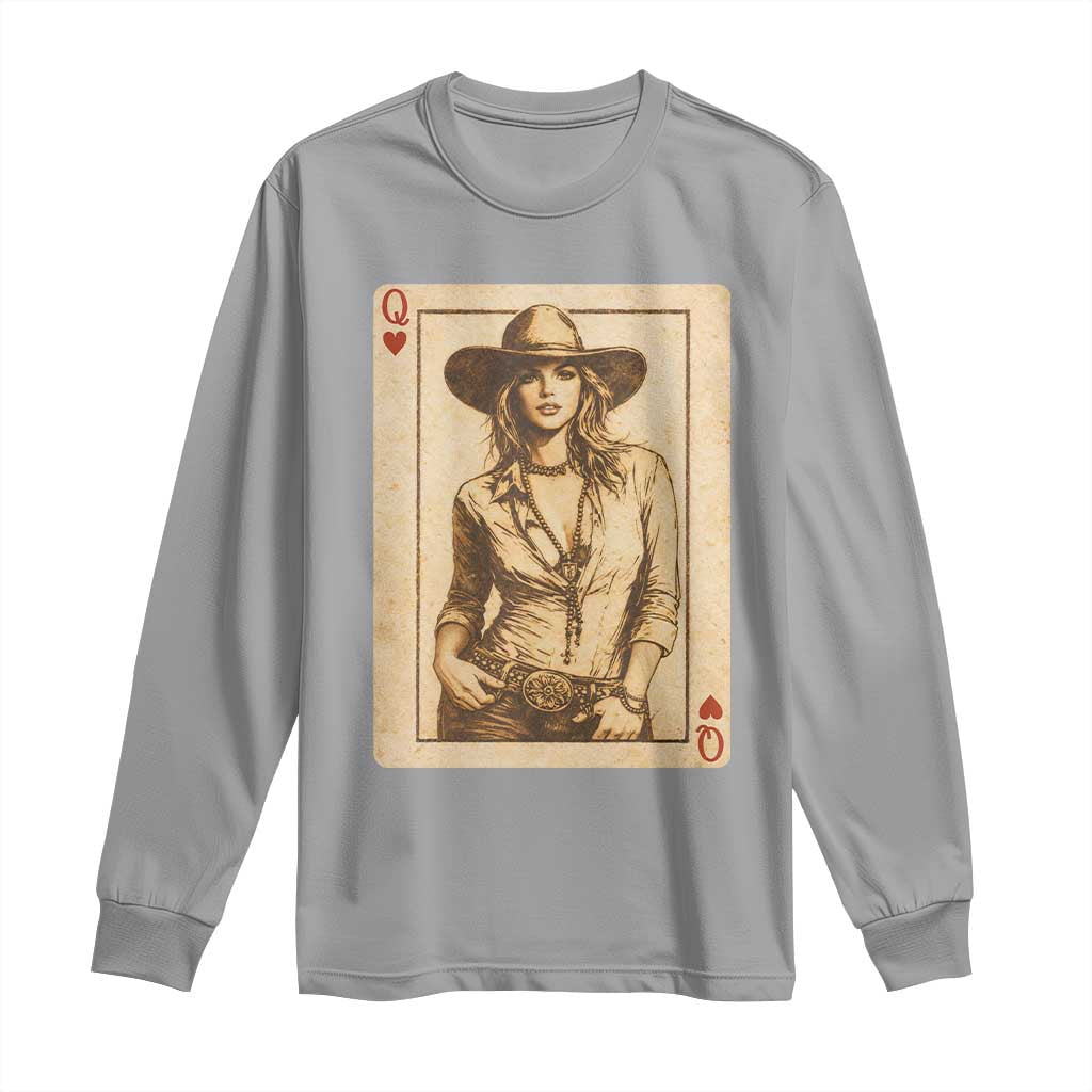 Funny Western Valentine Cowgirl Queen of Hearts Card Long Sleeve Shirt