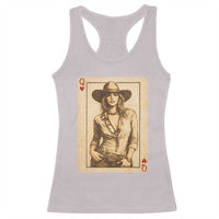 Funny Western Valentine Cowgirl Queen of Hearts Card Racerback Tank Top
