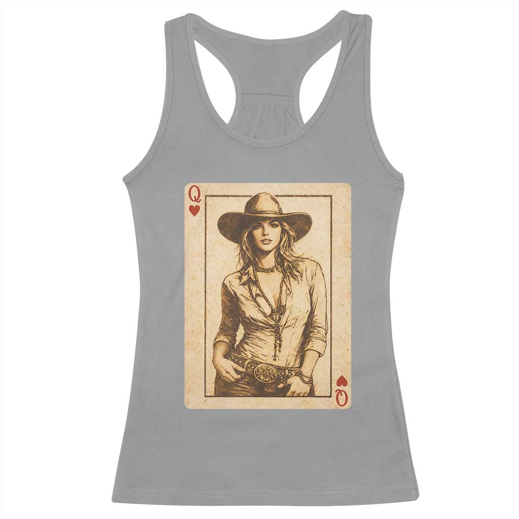 Funny Western Valentine Cowgirl Queen of Hearts Card Racerback Tank Top