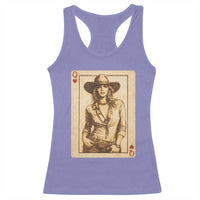 Funny Western Valentine Cowgirl Queen of Hearts Card Racerback Tank Top