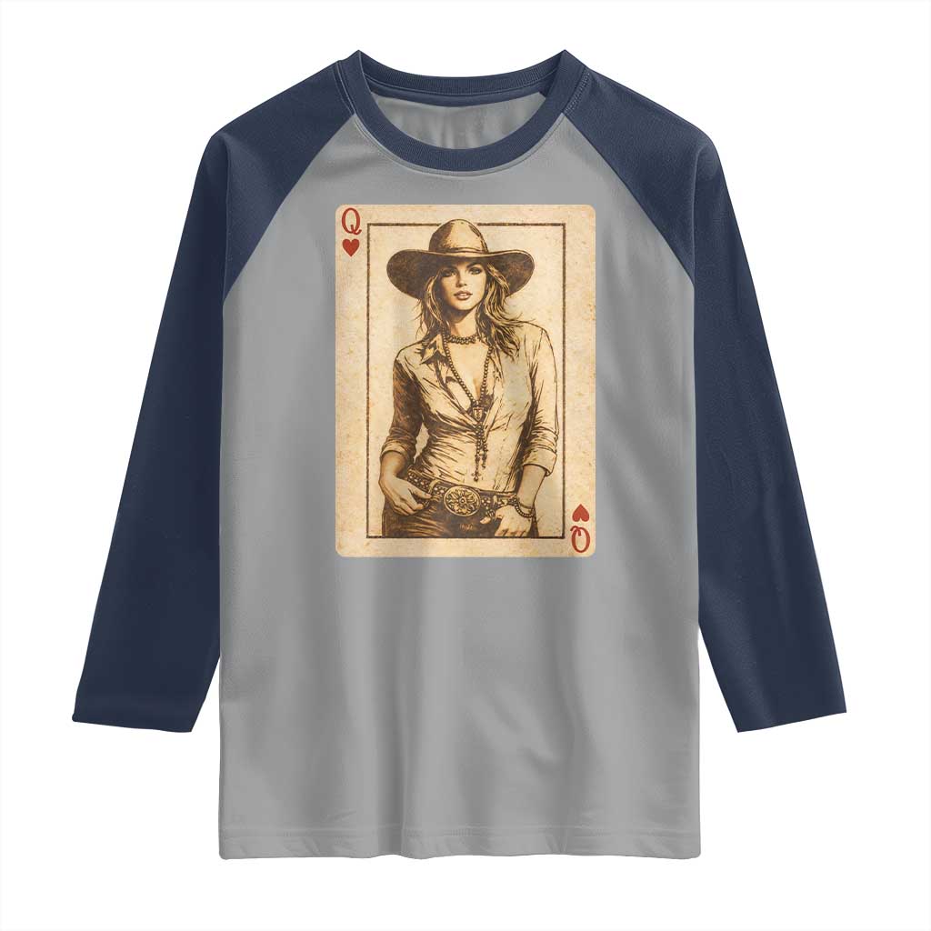 Funny Western Valentine Cowgirl Queen of Hearts Card Raglan Shirt