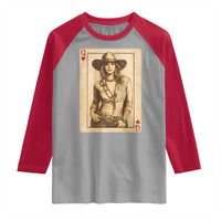 Funny Western Valentine Cowgirl Queen of Hearts Card Raglan Shirt