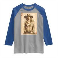 Funny Western Valentine Cowgirl Queen of Hearts Card Raglan Shirt