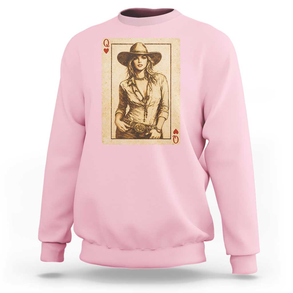 Funny Western Valentine Cowgirl Queen of Hearts Card Sweatshirt