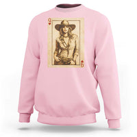 Funny Western Valentine Cowgirl Queen of Hearts Card Sweatshirt